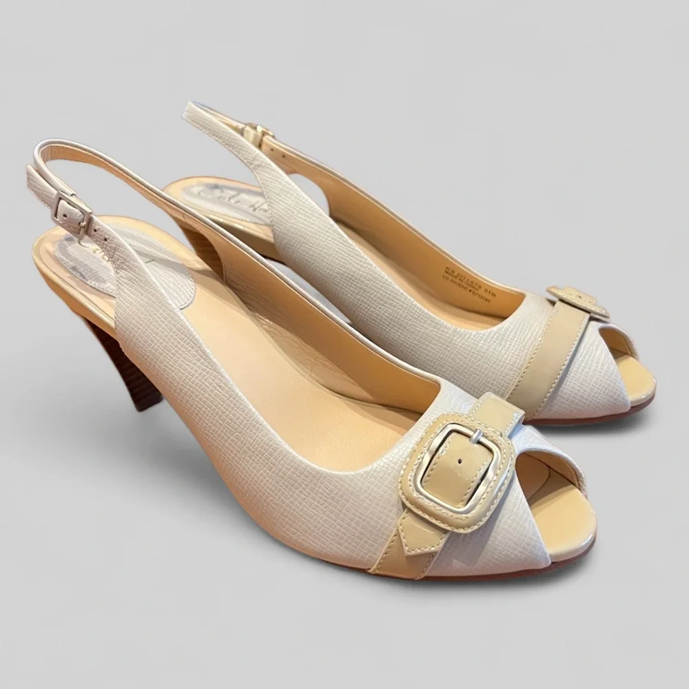 Cole Haan Nike Air Technology sling back Peep Toe Heels buckle detail Size 8 1/2